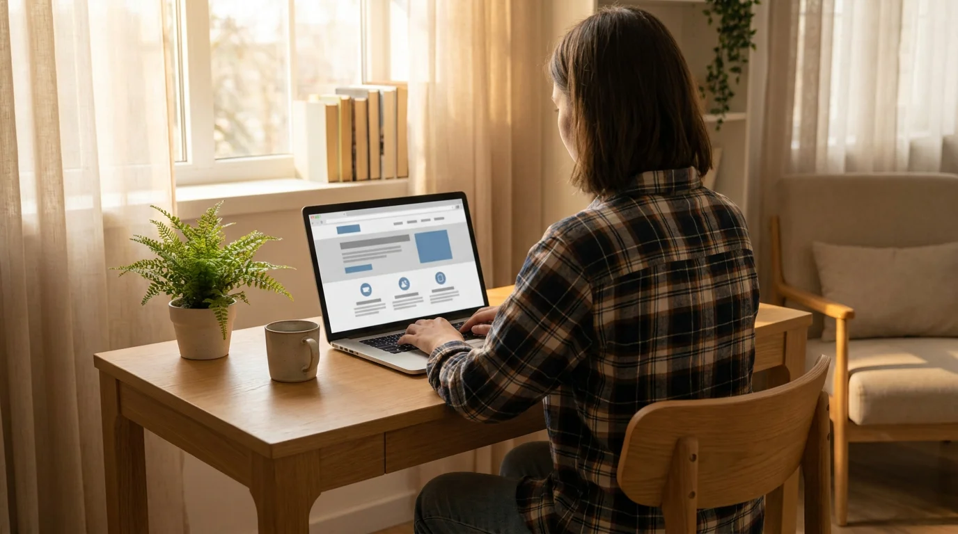 Spieler prüft ausländisches Online Casino auf dem Laptop