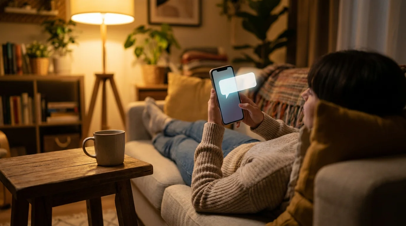 Bestandskunden-Bonus: Person liest Casino-Newsletter auf Smartphone