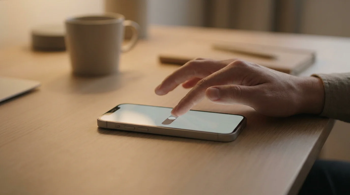 Ruhige Hand stellt am Smartphone ein persönliches Einzahlungslimit ein
