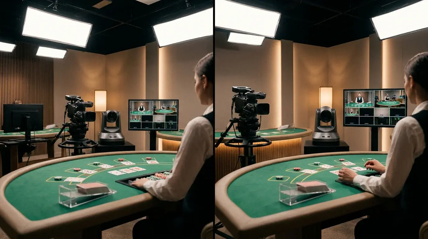 Evolution Gaming und Pragmatic Play Live Studio-Logos nebeneinander