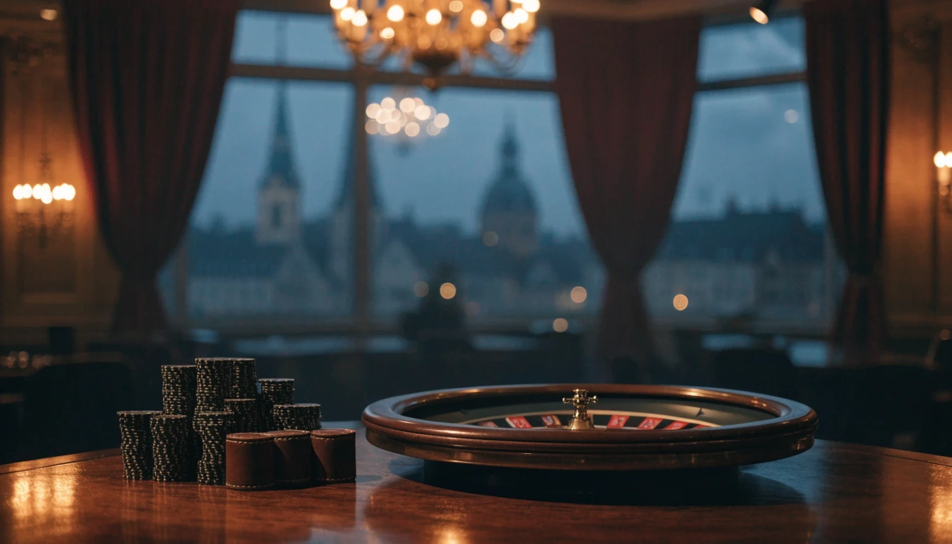 Elegantes Casino-Ambiente mit Roulette-Tisch in Deutschland bei Nacht