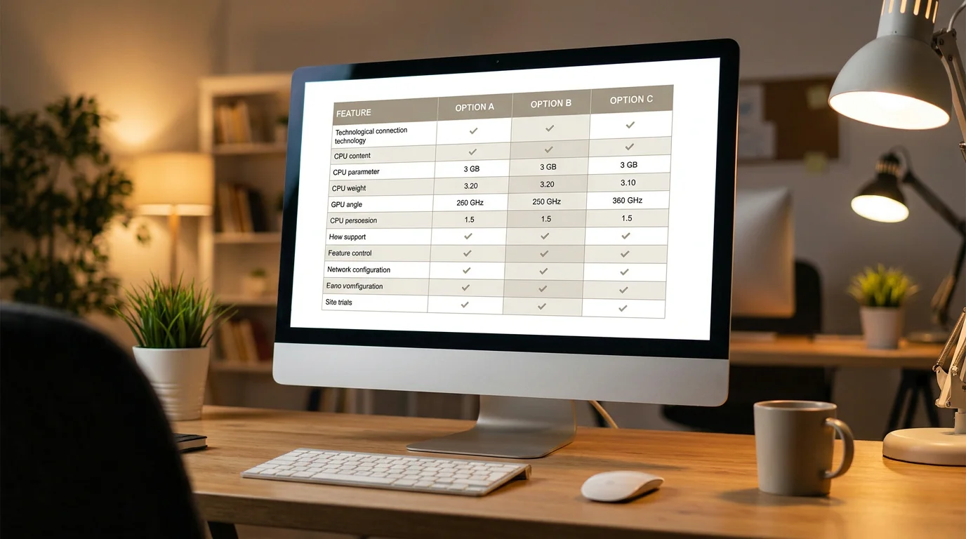 Vergleichstabelle mit zehn Casino-Anbietern auf Monitor-Display