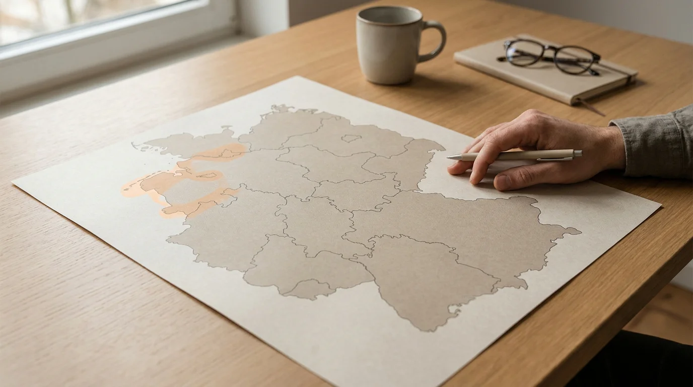 Landkarte Deutschlands mit hervorgehobenen Bundesländern für legale Online-Tischspiele
