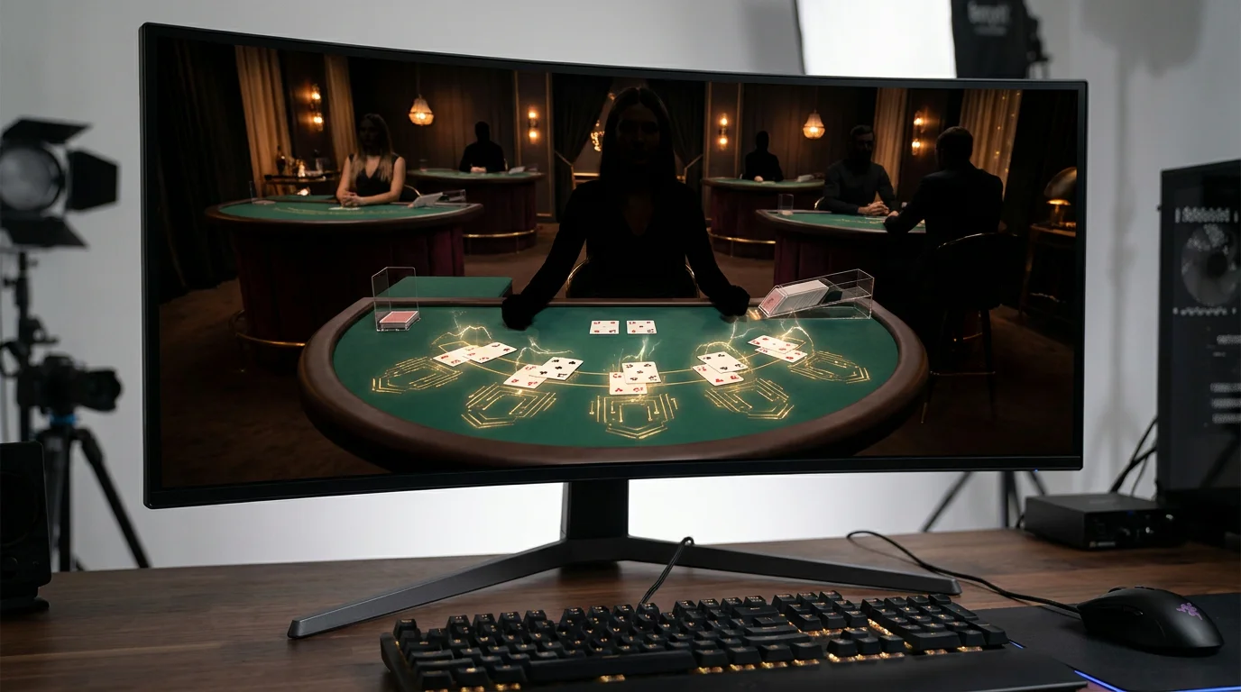 Live-Blackjack-Tisch mit Lightning-Multiplikator-Animation auf Bildschirm